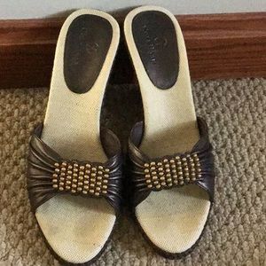 Cole Haan open toe wedge heel size 9 B